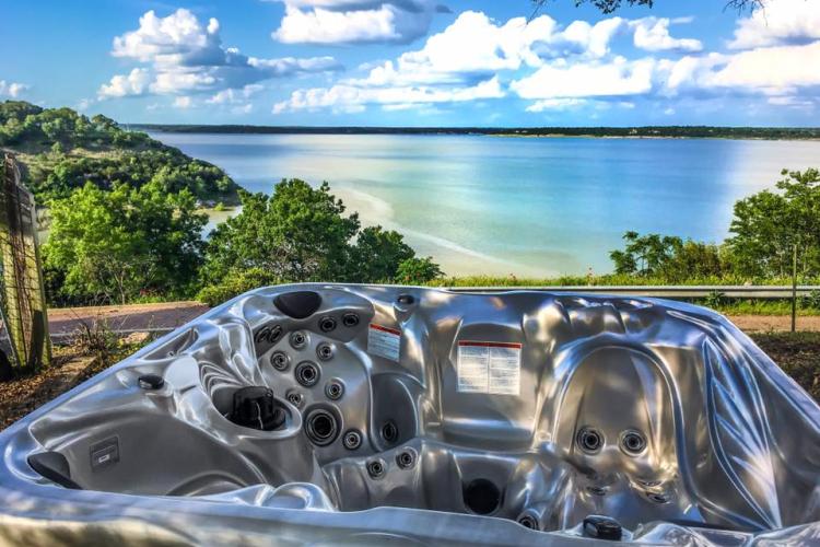 Empty hot tub at the lake