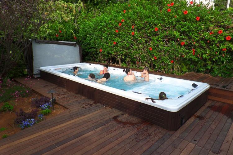 Family fun time in a Swim Spa