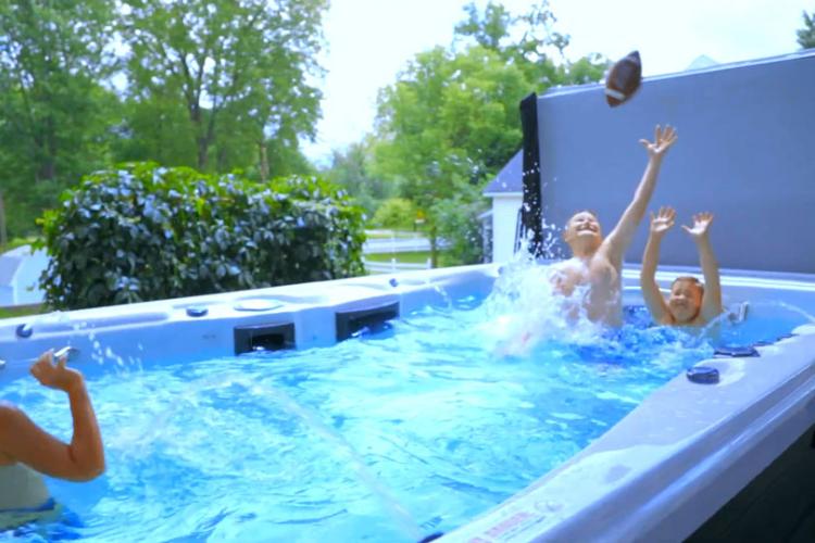 Kids playing catch in SwimSpa